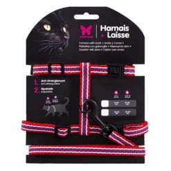 MARTIN SELLIER Set Collection Trio Harnais + Laisse Rouge Pour Chat