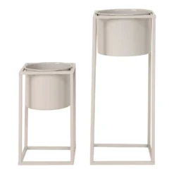 Marla Flowerpots 2 Pots De Fleurs En Gris Beige -vidaXL Magasin 206c844a52d6cdaf