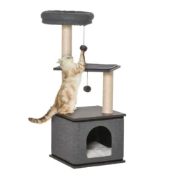 PawHut Arbre à Chat Centre D'activité Griffoirs Grattoirs H104 Cm Gris -vidaXL Magasin 24dce1109e4fed15