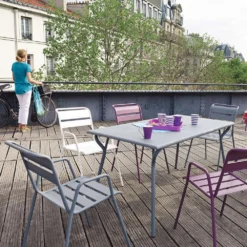 Fauteuil De Jardin Bridge MONCEAU Gris Orage En Acier - 64,5x52x85 Cm -vidaXL Magasin 439027 004