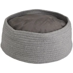 Panier + Coussin Rond Hebe. Ø 33 X 15 Cm. Couleur Gris. Pour Chat.