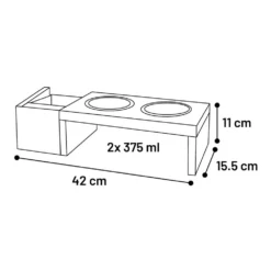Flamingo Gamelles Avec Support Bois Et Bac Pour Herbe à Chat, 42 Cm, Pour Chat -vidaXL Magasin 6399cc772a1511.97985755