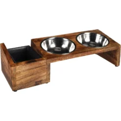 Flamingo Gamelles Avec Support Bois Et Bac Pour Herbe à Chat, 42 Cm, Pour Chat -vidaXL Magasin 6399cc772dfce4.78925930