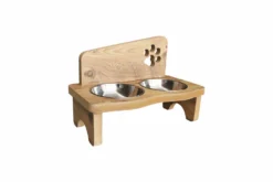 Gamelle Chat Surélevées Avec Support En Bois Durable, Porte Double Gamelle 2 X 300 ML