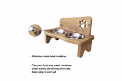 Gamelle Chat Surélevées Avec Support En Bois Durable, Porte Double Gamelle 2 X 300 ML -vidaXL Magasin 63d7c678b56535.74522061