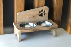 Gamelle Chat Surélevées Avec Support En Bois Durable, Porte Double Gamelle 2 X 300 ML -vidaXL Magasin 63d7c678cfa018.76200094