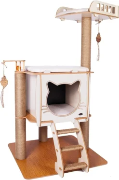 Arbre à Chat Vip Avec Dôme Griffoir Escalier Jouet 107cm (beige)