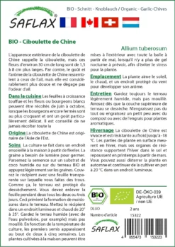Kit De Culture - Bio - Ciboulette De Chine - 100 Graines - Allium Tuberosum -vidaXL Magasin 6406414b121373.86359171