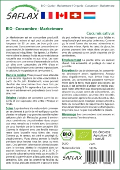 Kit De Culture - Bio - Concombre - Marketmore - 20 Graines - Cucumis Sativus -vidaXL Magasin 640641696a9b18.60145631