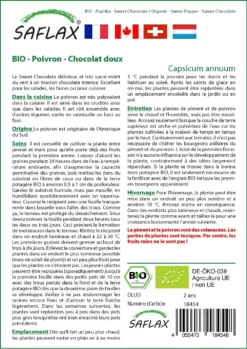 Kit De Culture - Bio - Poivron - Chocolat Doux - 10 Graines - Capsicum Annuum -vidaXL Magasin 640641e55c1b33.99257532