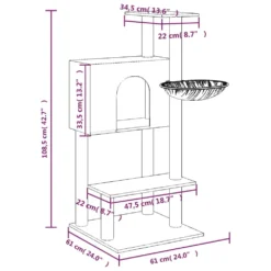 VIDAXL Arbre à Chat Avec Griffoirs En Sisal Crème 108,5 Cm -vidaXL Magasin 641dadbe1fa189.41379143