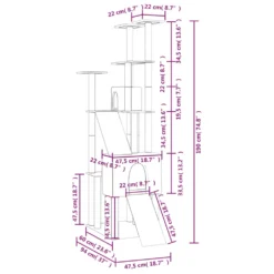 VIDAXL Arbre à Chat Avec Griffoirs En Sisal Gris Clair 190 Cm -vidaXL Magasin 641dae2d85ee83.45324644