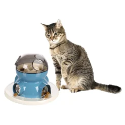 Flamingo Distributeur De Friandises Pour Chats Diso Blanc Et Bleu -vidaXL Magasin 64232f08824fe8.28531322