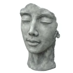 Statue Visage Femme Extérieur Petit Format - Gris Beton 50 Cm