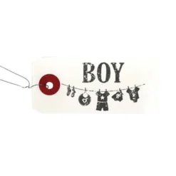 Etiquettes Blanches + Tampon Bois Boy