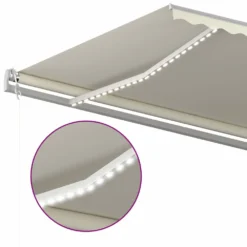 VIDAXL Auvent Manuel Rétractable Avec Led 600x350 Cm Crème -vidaXL Magasin 6426ddb3bc3320.49451897