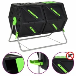 VIDAXL Composteur à Tambour à Double Chambre 88x60x74 Cm 210 L Pp