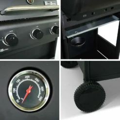 Barbecue Gaz 3 Brûleurs. Tablettes Rabattables - Bonacieux - Noir. Avec Rangement -vidaXL Magasin 64467a3cdfeba6.00356296