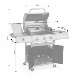 Barbecue Gaz Inox 14kw - Richelieu Noir - Barbecue 4 Brûleurs Dont 1 Feu Latéral. Côté Grill Et Côté Plancha -vidaXL Magasin 64467a4abec9e2.70929937