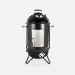 Barbecue Fumoir Au Charbon De Bois ø44cm – Jacques – Smoker Premium Avec Aérateurs. Fumoir. Gril. Boite De Fumage. Noir