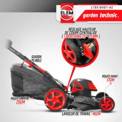 Tondeuse à Gazon électrique Tractée 1800w - 46cm Avec Carter En Acier - Elem Gar -vidaXL Magasin 644acbe519a176.10735400