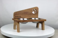 Feliformia® Gamelle Chat 600ml Support En Bois Avec 2 Bols Gamelle Chat Surélevée Acier Inoxydable Bol Pour Chat Et Petit Chien -vidaXL Magasin 6455493f123064.81927763