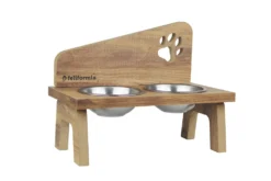 Feliformia® Gamelle Chat 600ml Support En Bois Avec 2 Bols Gamelle Chat Surélevée Acier Inoxydable Bol Pour Chat Et Petit Chien -vidaXL Magasin 6455493f2c6f29.14622230