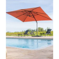 Parasol Déporté Terracotta + Dalle Et Housse L400xh272xl300 - Jules - Cezare