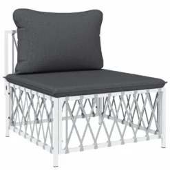 VIDAXL Canapé Central De Jardin Avec Coussins Blanc Tissu Tissé -vidaXL Magasin 646d1131485fb5.12751312