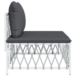 VIDAXL Canapé Central De Jardin Avec Coussins Blanc Tissu Tissé -vidaXL Magasin 646d11314bee61.47296365