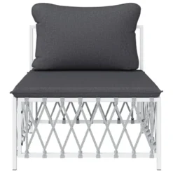 VIDAXL Canapé Central De Jardin Avec Coussins Blanc Tissu Tissé -vidaXL Magasin 646d11314f9612.27740338