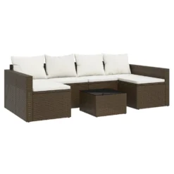 VIDAXL Salon De Jardin 2 Pcs Avec Coussins Marron Résine Tressée