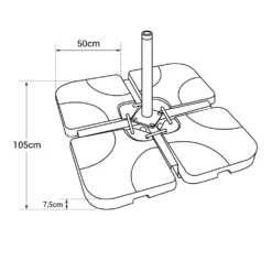 Oahu - Lot De 4 Dalles Carrées - Bases De Lestage Pour Parasol Pied En Croix - Remplissage Sable Ou Eau -vidaXL Magasin 646f5505e0b823.93541877