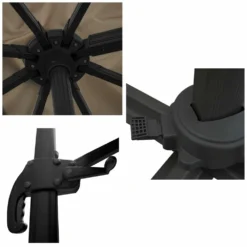 Oahu - Parasol Déporté Avec Housse De Rangement - Inclinable Rotatif Et Rabattable - Protection Uv - Ouverture Facile - Taupe 3x3m -vidaXL Magasin 646f550a952333.95687803