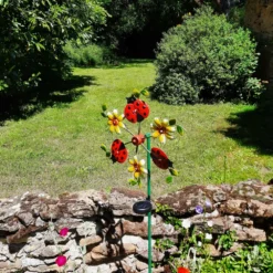 Piquet Solaire Eolienne Cocci-pelles - Led Blanche - Chromex -vidaXL Magasin 64789089cd7884.03092701