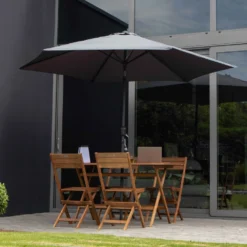 Parasol Droit Inclinable 3m Et 4 Dalles Lestées Aluminium Gris -vidaXL Magasin 6480223e145238.74619408
