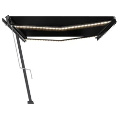 VIDAXL Auvent Automatique Capteur De Vent Et Led 500x350 Cm Anthracite -vidaXL Magasin 6480d1cdeb2440.75356831