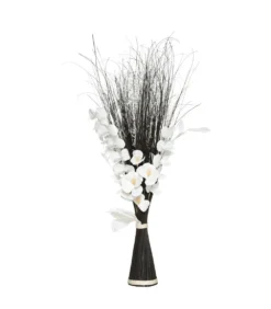 ATMOSPHERA Fagot De Fleurs Et Tiges Séchées Blanc Et Noir D. 36 X H. 100 Cm