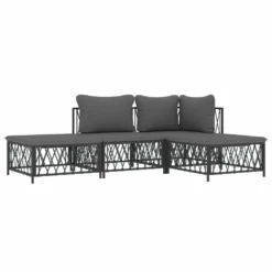 VIDAXL Salon De Jardin Avec Coussins 4 Pcs Anthracite Acier -vidaXL Magasin 6482c450d6d586.70244202