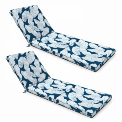 Lot De 2 Coussins Bain De Soleil Polyester Bleu 186x60x5 Cm