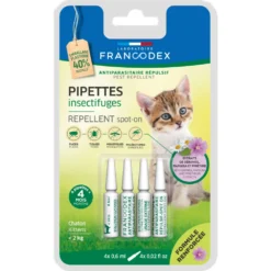 4 Pipettes Insectifuges Pour Chatons Moins De 2 Kg Formule Renforcée