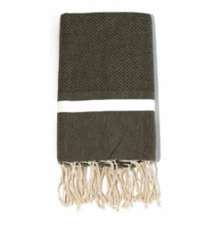 Fouta En Coton Tissage Nid D'abeille Spa 100x200cm Gris Foncé