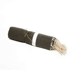 Fouta En Coton Tissage Nid D'abeille Spa 100x200cm Gris Foncé -vidaXL Magasin 648b51ce6fb702.82383388