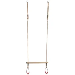 Trapèze En Bois Dur Avec Anneaux Métal Cordes En Polypropylène