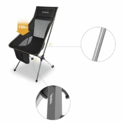 Chaise De Camping Pliable Avec Grand Dossier - Kingcamp - Noir - Sac De Transport Inclus -vidaXL Magasin 6494abcfa927c2.42879213