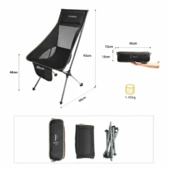 Chaise De Camping Pliable Avec Grand Dossier - Kingcamp - Noir - Sac De Transport Inclus -vidaXL Magasin 6494abcfb3bae4.95475728