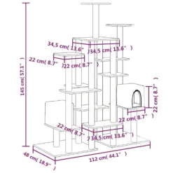 VIDAXL Arbre à Chat Avec Griffoirs En Sisal Crème 145 Cm -vidaXL Magasin 64985a4f28ba66.22946329