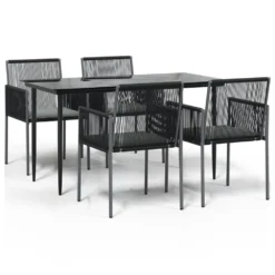VIDAXL Ensemble à Dîner De Jardin Coussins 5 Pcs Noir Rotin Et Acier -vidaXL Magasin 64999d8ebd7f10.36465780