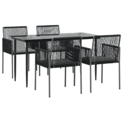 VIDAXL Ensemble à Dîner De Jardin Coussins 5 Pcs Noir Rotin Et Acier -vidaXL Magasin 64999d8ec7c852.61708622