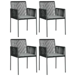 VIDAXL Ensemble à Dîner De Jardin Coussins 5 Pcs Noir Rotin Et Acier -vidaXL Magasin 64999d8ed1ce65.67838442